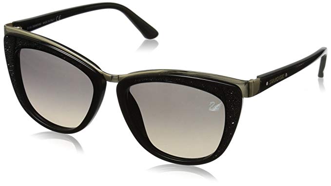 Swarovski Women's Diva Wayfarer Sunglasses,Shiny Black,53 mm