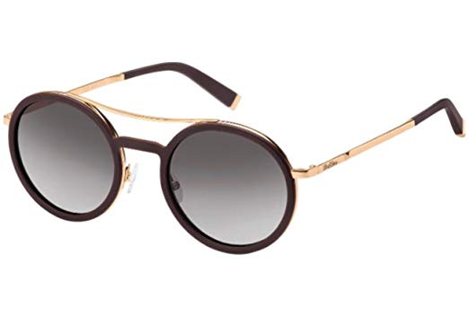 Max Mara Women's mm Oblo' Round Sunglasses, Burgundy Gold, 49 mm