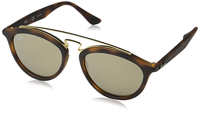 Ray-Ban Women's New Gatsby Ii Non-Polarized Iridium Round Sunglasses, Matte Havana, 53 mm
