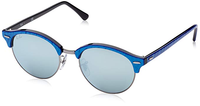 Ray-Ban Unisex RB4246 984/30 Clubround Sunglasses Blu on Blac/Silver Flash 51mm